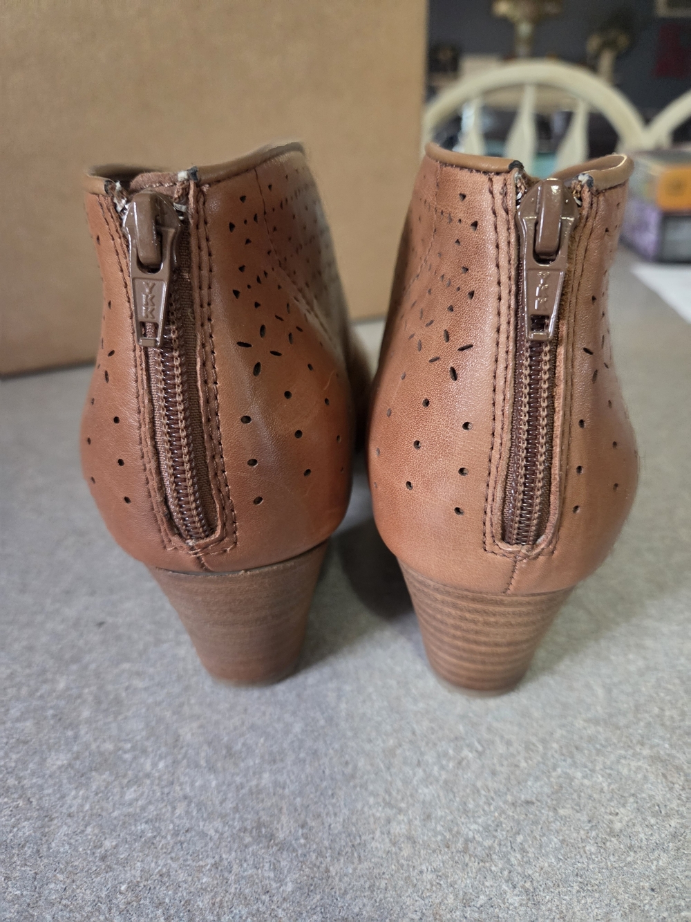 Earth Shoes Women's Brown Peep-Toe Ankle Booties - Picture 3 of 15
